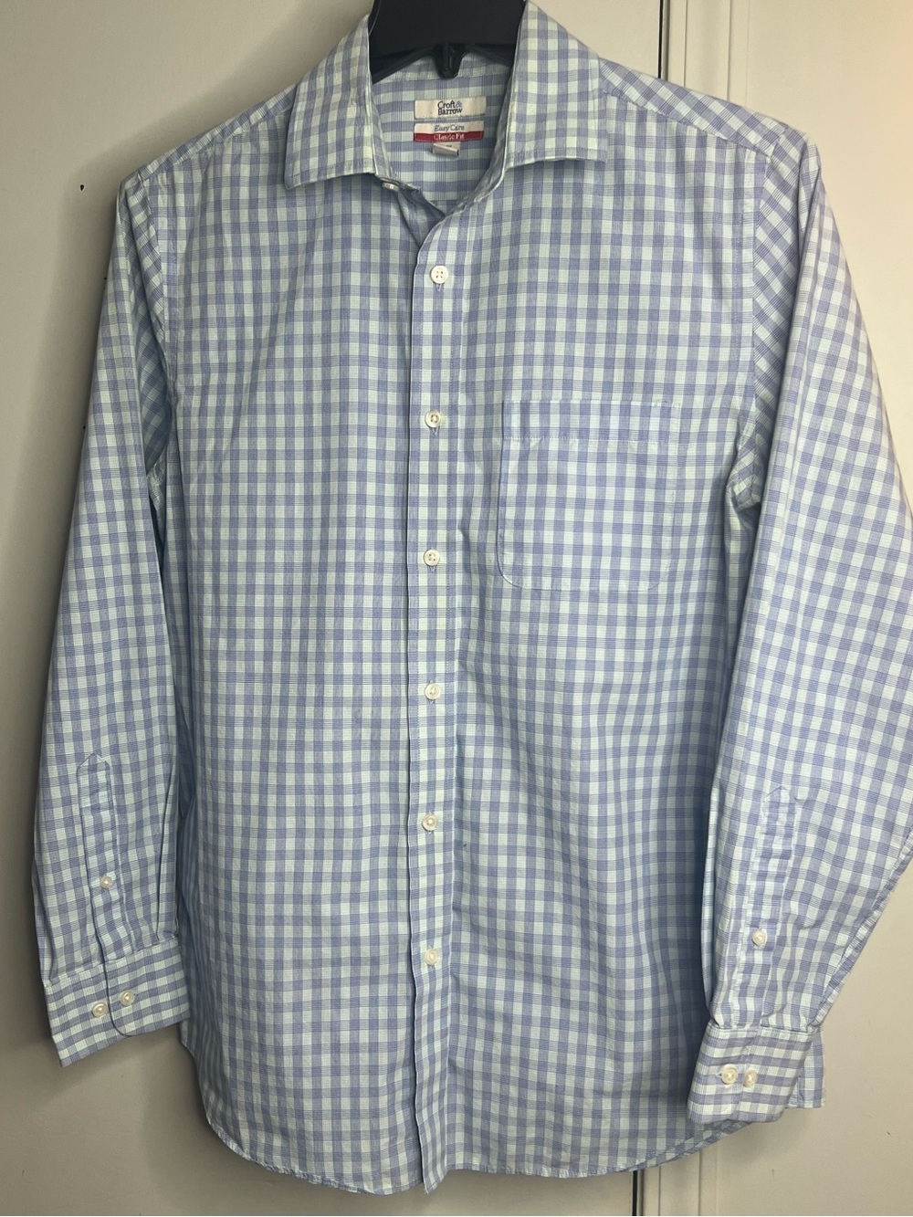 croft & barrow Blue and White Gingham Dress Shirt